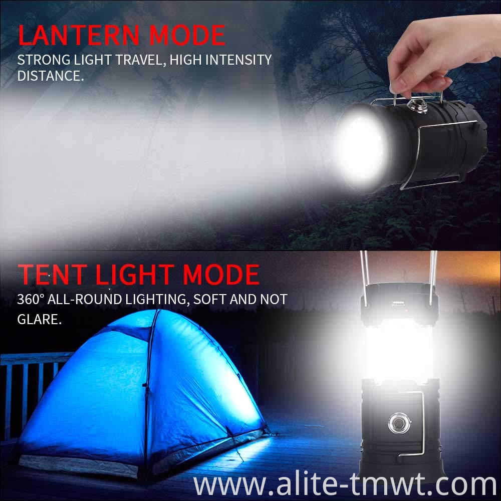 2 Pack Handheld Lantern 5v USB Charger Solar Rechargeable LED Camping Lantern For Hurricane